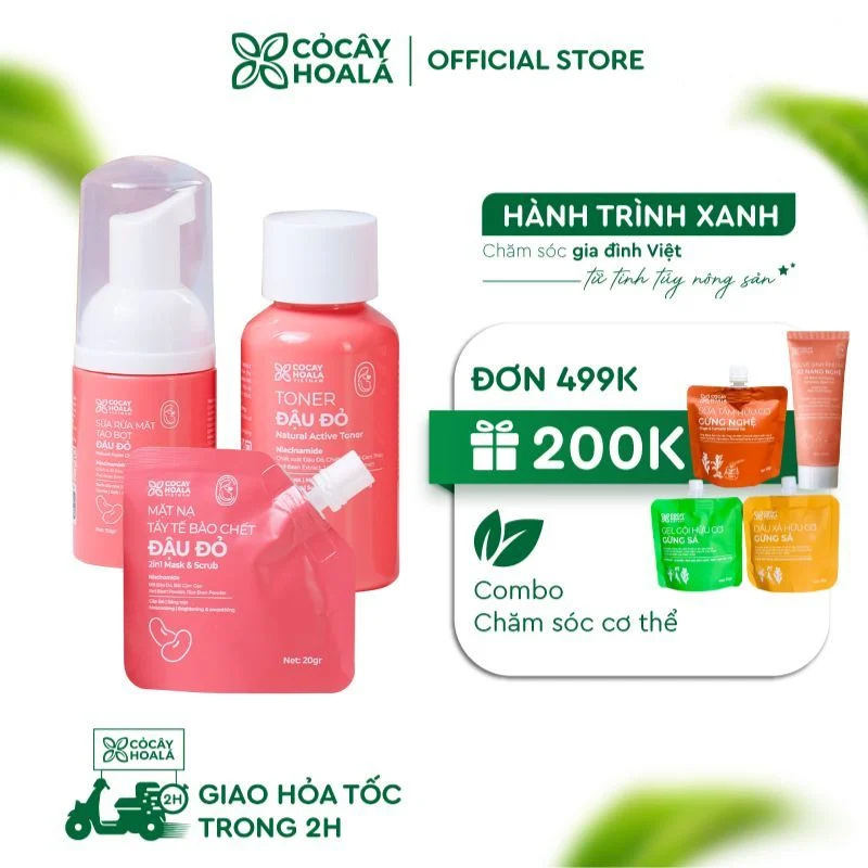 Bộ Sản Phẩm Chăm Sóc Da Đậu Đỏ Phiên Bản Mini – Tiện Lợi, Dưỡng Da Sáng Mịn