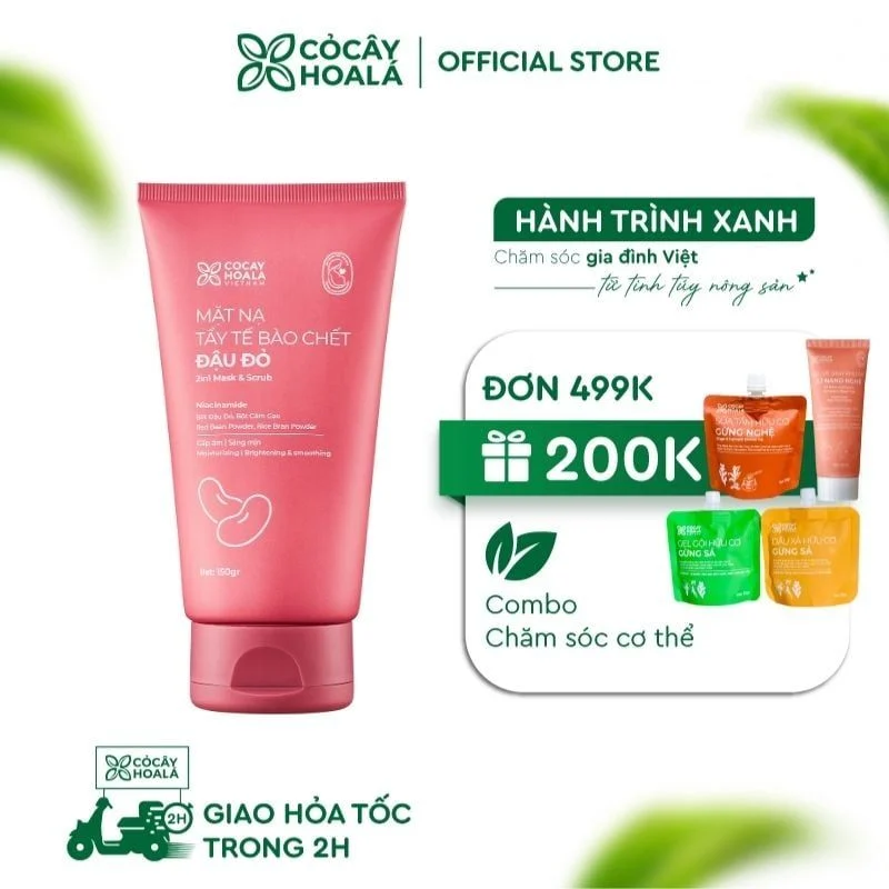 Mặt Nạ Tẩy Tế Bào Chết Đậu Đỏ Cỏ Cây Hoa Lá 150g – Cấp Ẩm, Dưỡng Da Sáng Mịn, Khỏe Mạnh