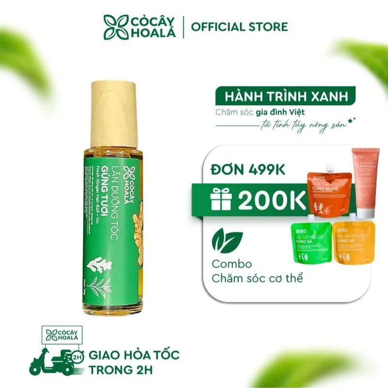 Nước dưỡng tóc Gừng tươi Cỏ Cây Hoa Lá 15g hỗ trợ kích thích mọc tóc, giảm rụng tóc