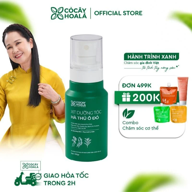 Xịt Dưỡng Tóc Thảo Dược Hà Thủ Ô Đỏ 100g - Ngăn Tóc Gãy Rụng - Kích Mọc Tóc - Cỏ Cây Hoa Lá